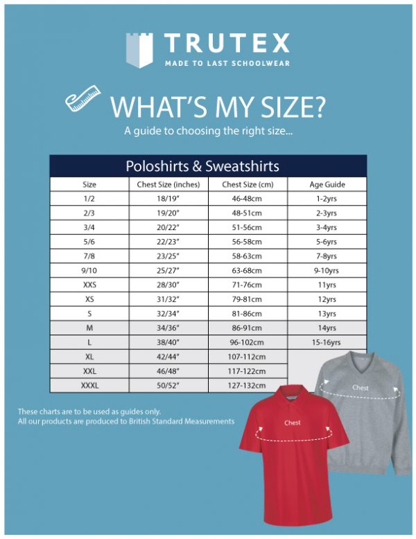 size_guide Colwich Primary School Premium Sweatshirt in Burgundy