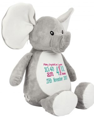 Large 45cm Personalised Embroidered Elephant