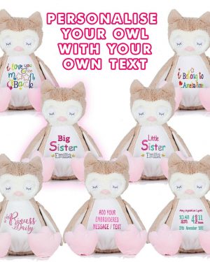 Large 45cm Personalised Embroidered Owl