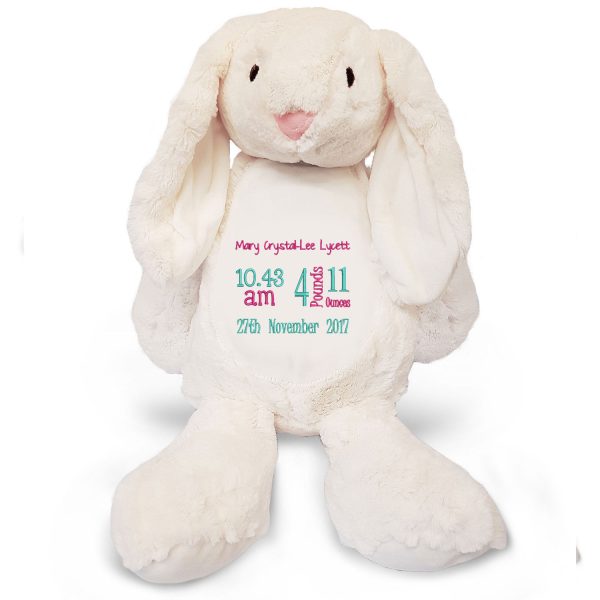 Large 45cm Personalised Embroidered Bunny Rabbit
