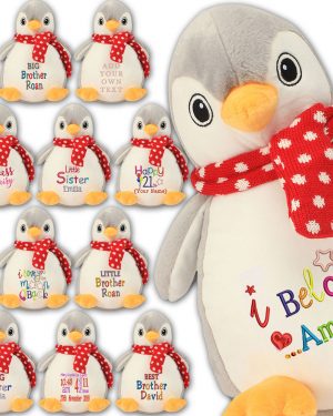 Large 45cm Personalised Embroidered Penguin