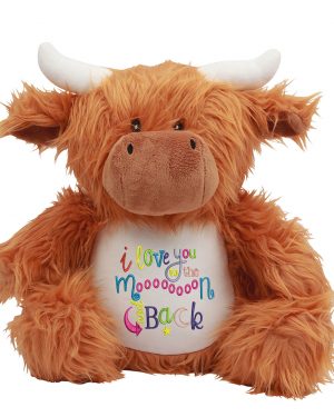 Large 37cm Personalised Embroidered Highland Cow