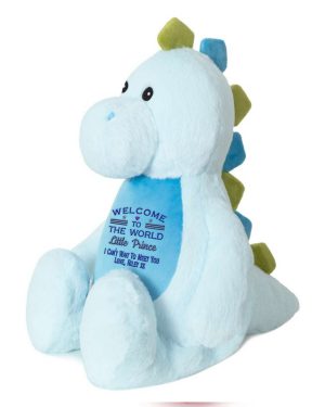 Embroidered Blue Dinosaur Soft Plush Toy