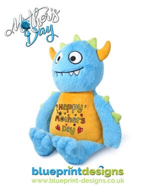 Mothers Day Embroidered Blue Monster Bear