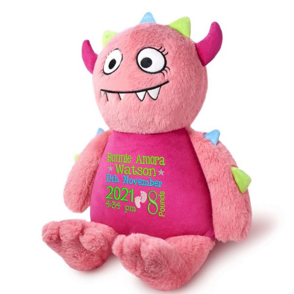 Embroidered Pink Monster Bear