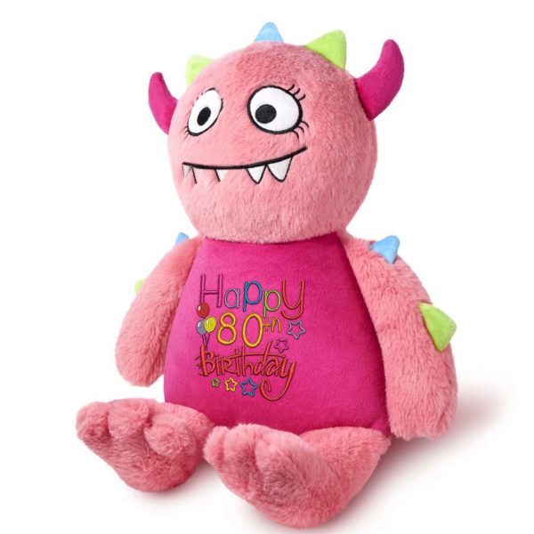 Embroidered Pink Monster Bear