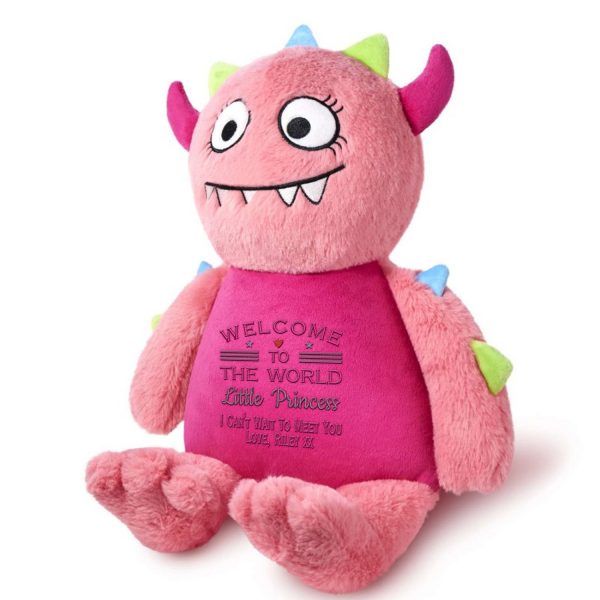 Embroidered Pink Monster Bear