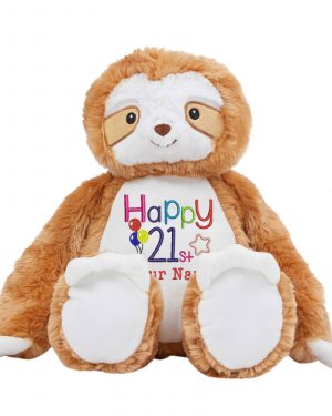 Large 38cm Personalised Embroidered Sloth Teddy Bear