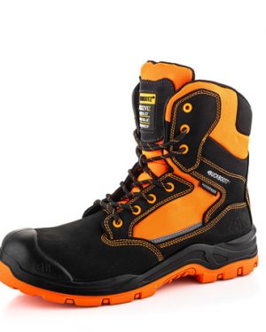 Buckbootz BVIZ1BKOR Buckzviz High Leg Lace/Zip Boot, Black / Hi-Vis Orange