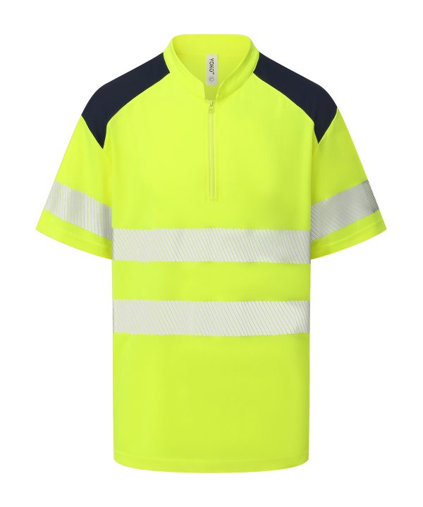 Hi-vis mandarin collar zip neck comfort trim polo (HVJ230) 1 Hi-vis mandarin collar zip neck comfort trim polo (HVJ230)