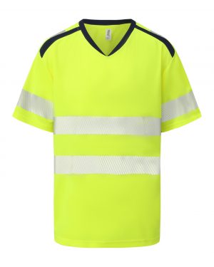 Hi-vis mandarin collar comfort trim t-shirt (HVJ430)