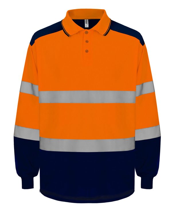 Hi-vis two-tone long sleeve polo (HVJ330) 1 Hi-vis two-tone long sleeve polo (HVJ330)